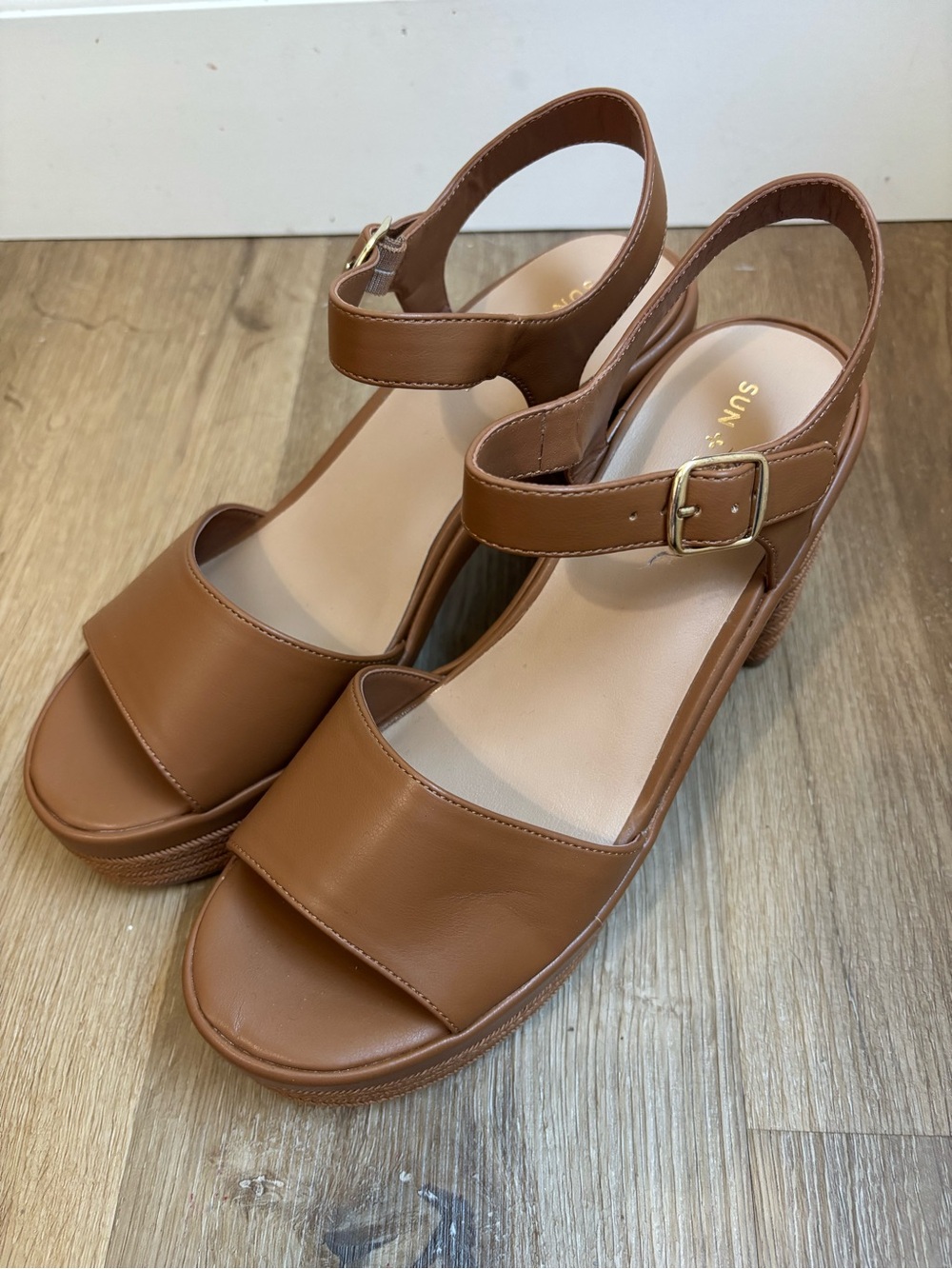 Sun + Stone Platform Block Heel Sandal Tan Boho Womens Size 11 - Picture 8 of 9